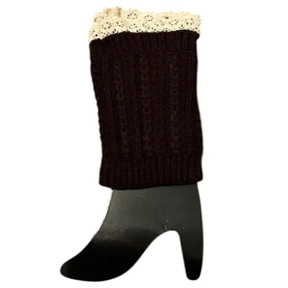 NWT boot cuff leg warmers purple with ecru lace trim other colors listed